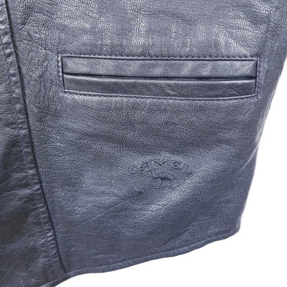 Branded Garments Leather Vest Camel Cigarettes Logo Black USA Vintage size XL - Picture 8 of 9